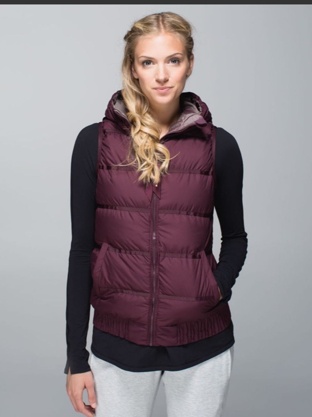 Lululemon Chilly Chill Puffy Vest Bordeaux Drama Gradient Dot Rust Berry